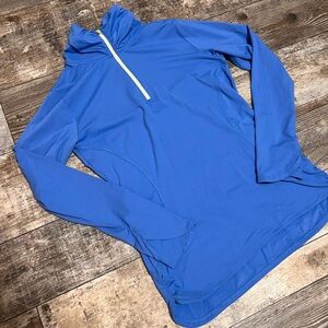 Title Nine Paradigm 1/4 Zip Long Sleeve Pullover Top Womens Small Blue Active